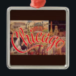 Retro Chicago  Metal Ornament<br><div class="desc">A very rare retro postcard greeting from Chicago.</div>