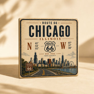 Retro Chicago Route 66 Fridge Magnet