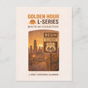 Retro Chicago Route 66 Start Landmark Art Holiday Postcard
