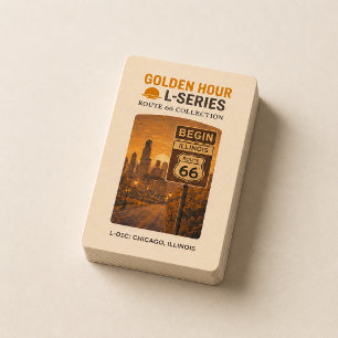Retro Chicago Route 66 Start Landmark Art Playing Cards