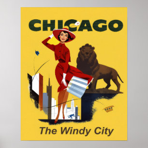 Retro Chicago Travel Poster 