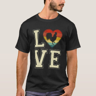 Retro Chicken Hearts Animals Valentines Day Couple T-Shirt