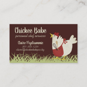 Retro chicken personal chef catering business card