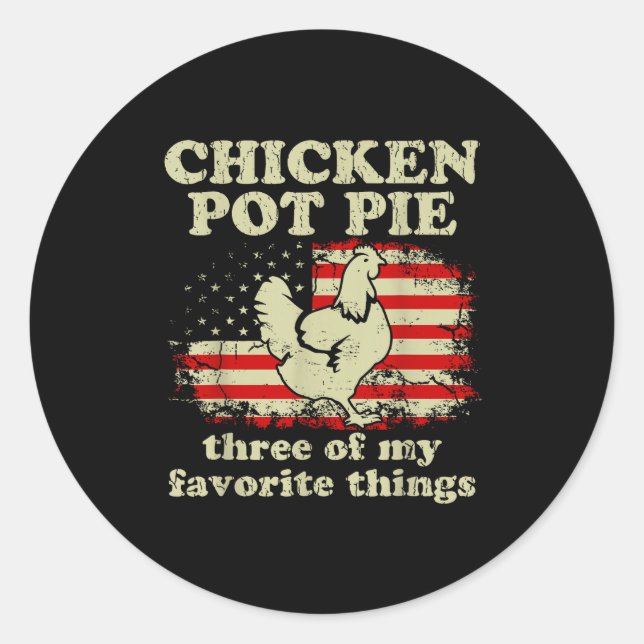 Retro Chicken T E Three Of My Favorite Things Funn Classic Round Sticker (Front)