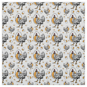 Retro Chickens Fabric