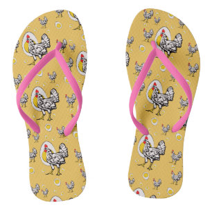 Retro Chickens Flip Flops