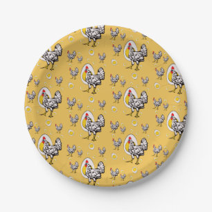 Retro Chickens Paper Plate