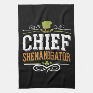 Retro Chief Shenanigator Lucky Leprechaun Hat Kitchen Towel