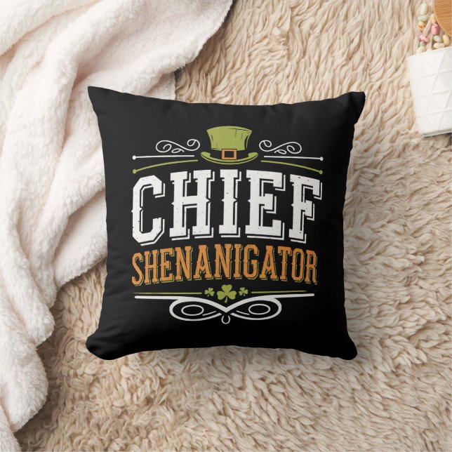 Retro Chief Shenanigator Lucky Leprechaun Hat  Throw Pillow (Blanket)