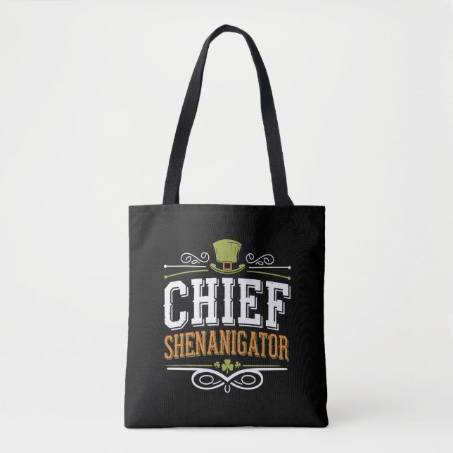 Retro Chief Shenanigator Lucky Leprechaun Hat  Tote Bag (Front)