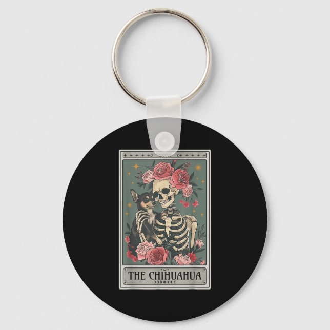 Retro Chihuahua Dog Lover The Moon Halloween , Wom Keychain (Front)