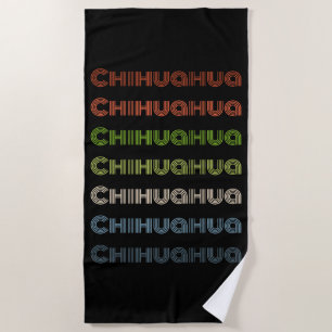 Retro Chihuahua Pattern Beach Towel