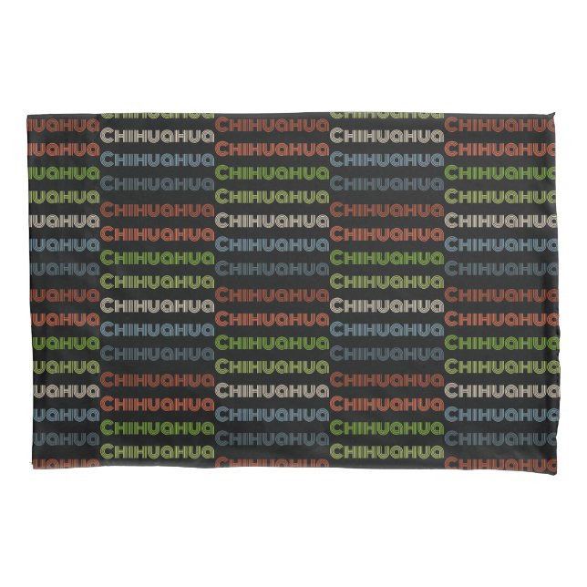 Retro Chihuahua Typography Multicolor Dog Lover Pillowcase (Front-Left)