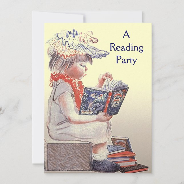 Retro Child Reading Party Book Club Invitation (Front)