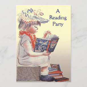 Retro Child Reading Party Book Club Invitation