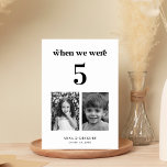 Retro Childhood Pictures Wedding Table # 5 Number<br><div class="desc">Decorate your wedding table with this number card, featuring retro typography, bride and groom's childhood pictures and custom text of your choice. Easily add your own details by clicking on the "personalize" option. 🌸 PLEASE NOTE: The size of this card is 3.5" x 5". If you’d like a larger size,...</div>
