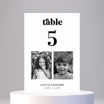 Retro Childhood Pictures Wedding Table Number 5<br><div class="desc">Decorate your wedding table with this number card, featuring retro typography, bride and groom's childhood pictures and custom text of your choice. Easily add your own details by clicking on the "personalize" option. 🌸 PLEASE NOTE: The size of this card is 3.5" x 5". If you’d like a larger size,...</div>