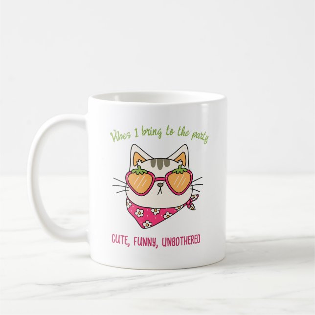 Retro Chill Cat Customizable Personality Vibes Mug (Left)