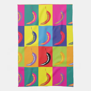 Retro Chilli Pepper Pop Art Bright Mexican Kitchen Towel