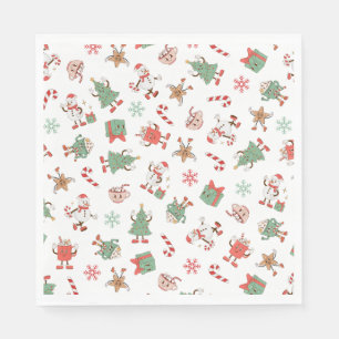 Retro Chillin' With My Snowmies Christmas Napkin