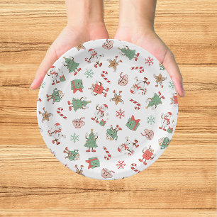 Retro Chillin' With My Snowmies Christmas Paper Plate