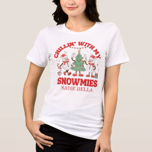Retro Chillin' With My Snowmies Christmas Tri-Blend Shirt
