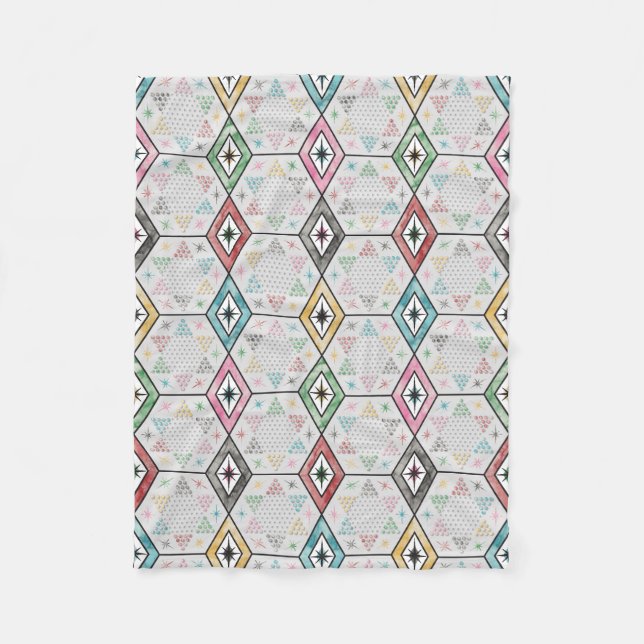 Retro Chinese Checkers Fleece Blanket (Front)