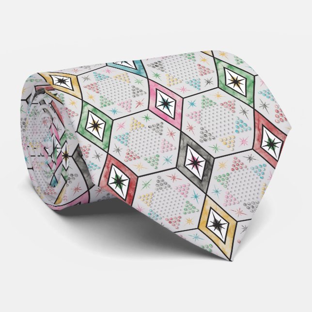 Retro Chinese Checkers Tie (Rolled)