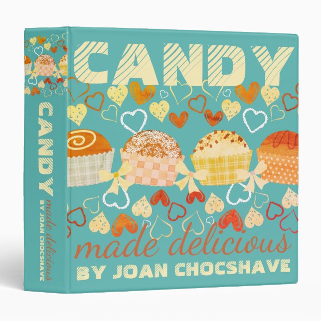 Retro chocolate candy cookbook recipe binder (Front/Spine)