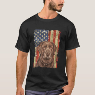 Retro Chocolate Lab With USA Flag Gift Chocolate L T-Shirt