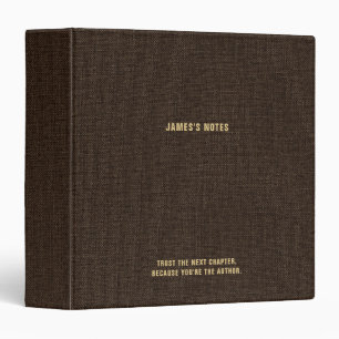 Retro Chocolate Linen Look Personalized Notes Binder