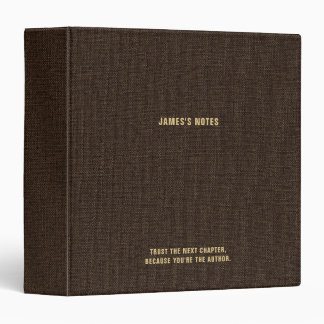 Retro Chocolate Linen Look Personalized Notes Binder