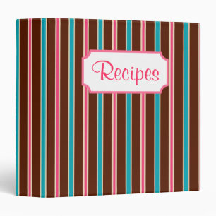 Retro Chocolate Striped Recipe Organizer Binder