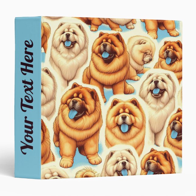 Retro Chow-Chow Seamless Pattern Binder (Front/Spine)