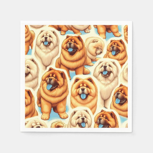 Retro Chow-Chow Seamless Pattern Napkin (Front)