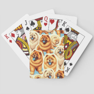 Retro Chow-Chow Seamless Pattern Playing Cards