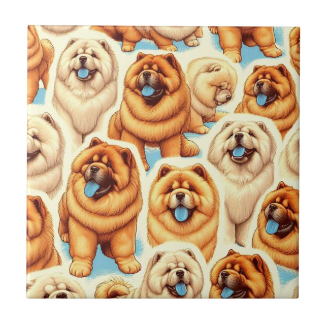 Retro Chow-Chow Seamless Pattern Tile (Front)