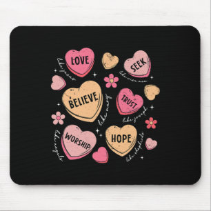 Retro Christian Valentine Candy Heart Jesus Valent Mouse Pad