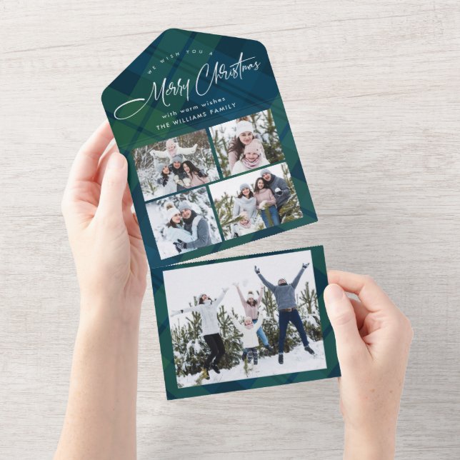 Retro Christmas 5 Photo Greeting Holiday Card (Tearaway)