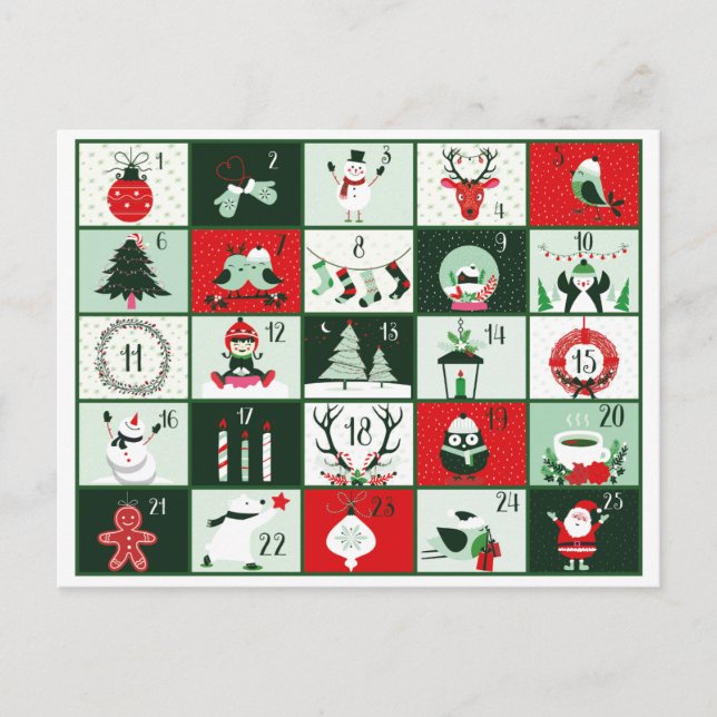 RETRO CHRISTMAS ADVENT 2023 HOLIDAY POSTCARD (Front)