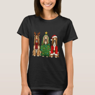 Retro Christmas Afghan Hound Santa Reindeer Dog Lo T-Shirt
