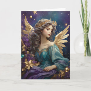 Retro Christmas Angel Art Custom Message Card