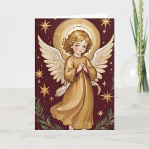 Retro Christmas Angel Art Custom Text  Card