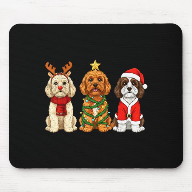 Retro Christmas Ao Santa Reindeer Dog Lover  Mouse Pad (Front)