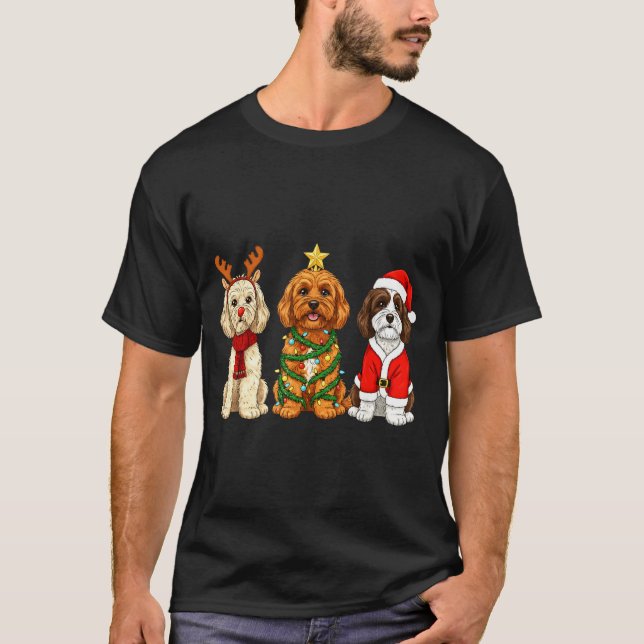 Retro Christmas Ao Santa Reindeer Dog Lover  T-Shirt (Front)