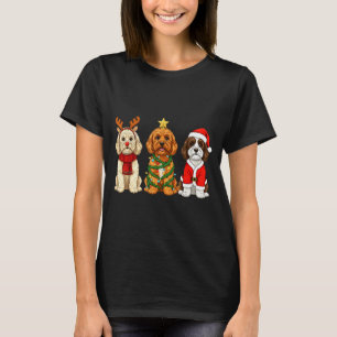 Retro Christmas Ao Santa Reindeer Dog Lover  T-Shirt