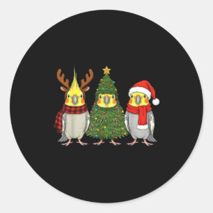 Retro Christmas Atiel Parrot Santa Reindeer Classic Round Sticker