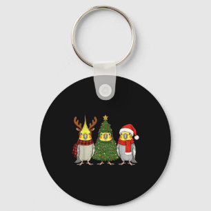 Retro Christmas Atiel Parrot Santa Reindeer  Keychain