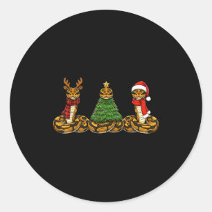 Retro Christmas Ball Python Snake Santa Reindeer Classic Round Sticker