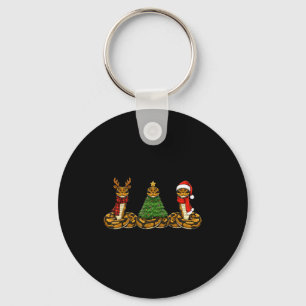 Retro Christmas Ball Python Snake Santa Reindeer Keychain